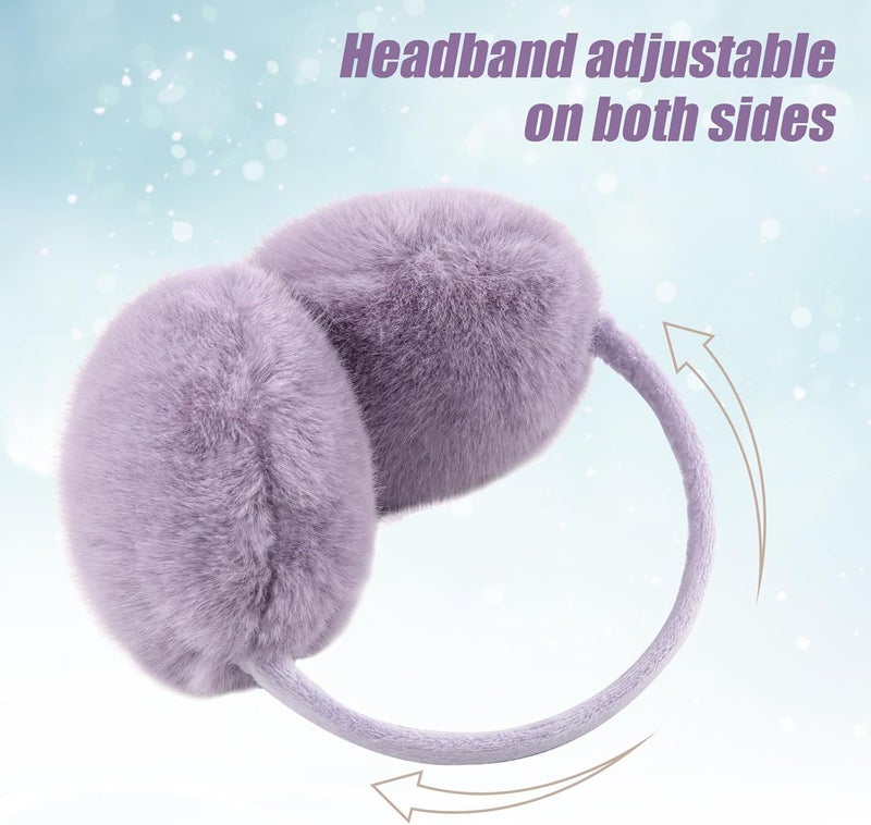 YATANAM Ear Muffs for Women Faux Fur Winter Girls Earmuffs Fluffy Adjustable Ear Warmers Cute Ear Covers - Image 3